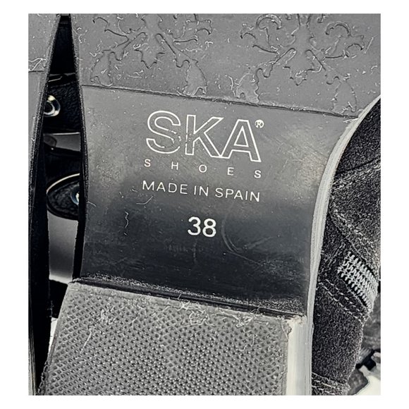 SKA Shoes Suede Leather Buckle Ankle Bootie Black Made in Spain - Picture 10 of 11